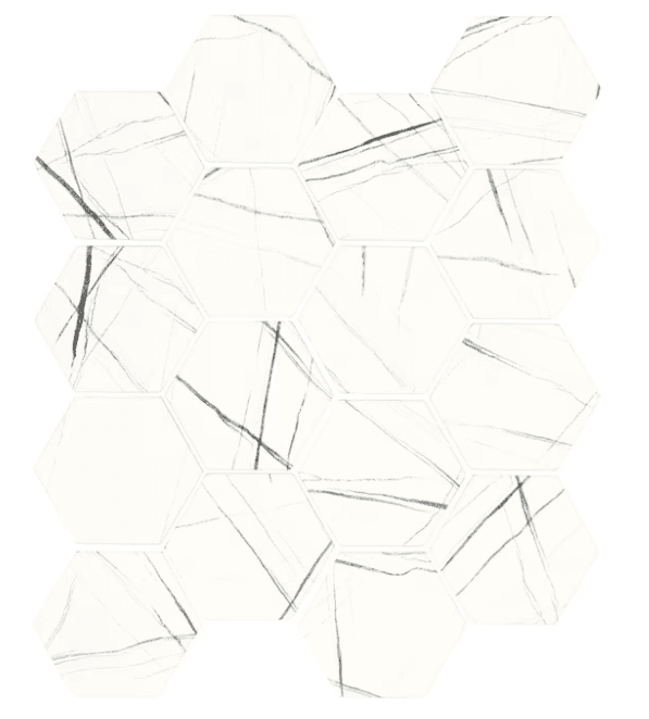 3x3 Lighting White Hex Mosaic Tile
